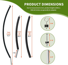 6 PCS Trampoline Curved Pole Replacement, Universal Curved Enclosure Net Poles f