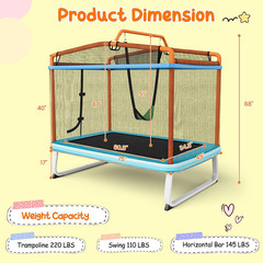 GYMAX Trampoline for Kids, 75” ASTM Approved Recreational Trampolines with Swing
