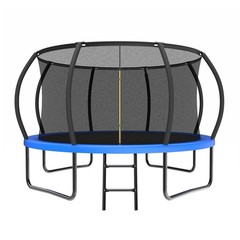 12FT Kids Trampoline with Safety Enclosure Net & Ladder, Outdoor Blue