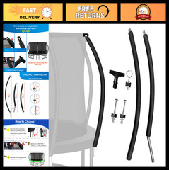 Universal Curved Trampoline Pole Replacement for 10-16ft Frame, T Connector & Fo