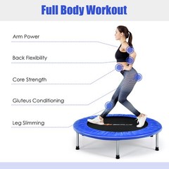 Costway 38″ Mini Folding Trampoline Portable Recreational Fitness Rebounder Blue