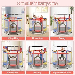 Kids Trampoline 55 Inch Basketball Hoop Hammock Ring
