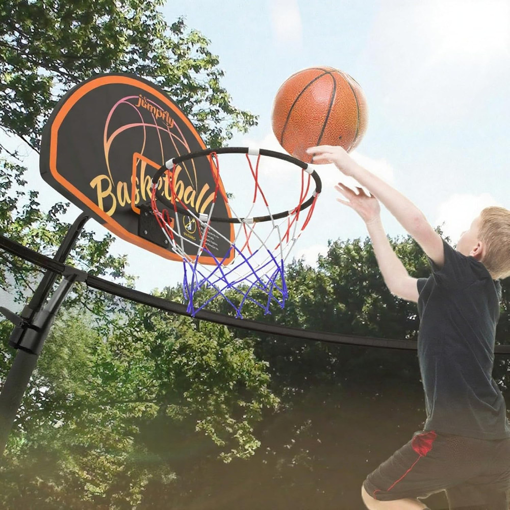 Trampoline Basketball Hoop Set – Easy Install with Mini Balls & Pump