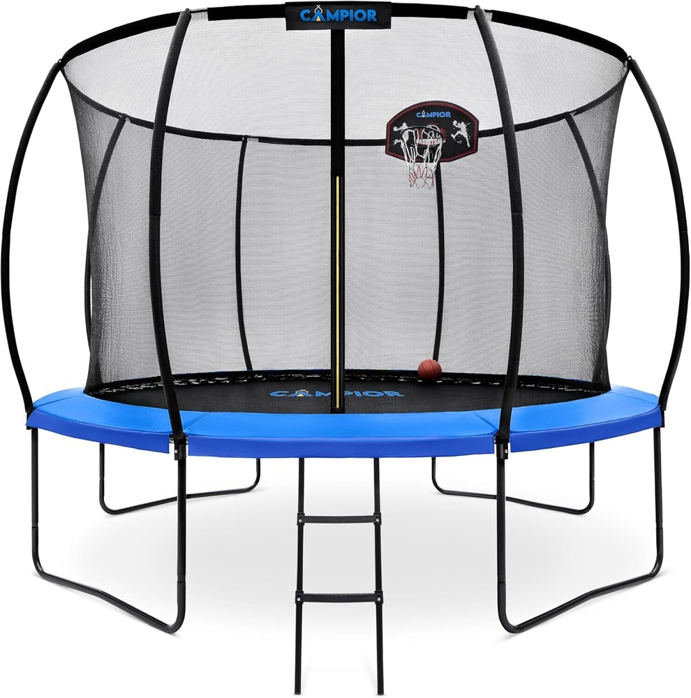 Pumpkin Trampoline with Basketball Hoop & Inner Enclosure – Safe, Durable