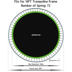 14ft Round Trampoline Mat – 72 V-Hooks