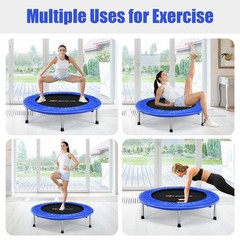 Costway 38″ Mini Folding Trampoline Portable Recreational Fitness Rebounder Blue