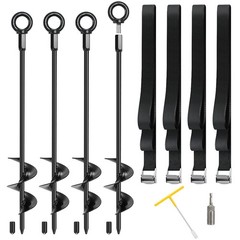 Heavy Duty High Wind Trampoline Anchors Kit Steel Ground Straps Fits 18 Inch