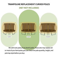MSSVIGING 6 PCS Trampoline Curved Pole Replacement, Universal Black