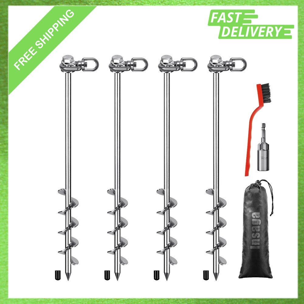 14 Inch Ground Anchors with Hex Head and 360 Degree Swivel Heavy Duty Stakes for