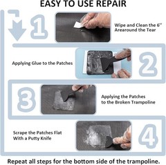 Trampoline Patch Repair Kit 4″x4″ Square Tear Hole Multipurpose Easy To Use