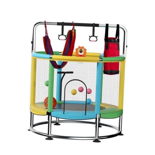 55″ Trampoline for Kids，Indoor&Outdoor Toddler Trampoline | Supports Multicolor