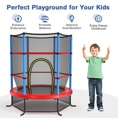 55″ Trampoline Kids Toddler Trampoline w/ All-round Safety Enclosure Net Blue