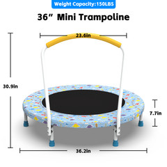 36 Inch Kids Mini Trampoline with Handle Indoor Outdoor Toddler Jumper