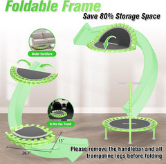 Foldable Mini Trampoline, 40″ Rebounder Trampoline for Adults & Kids, 450Lbs Cap