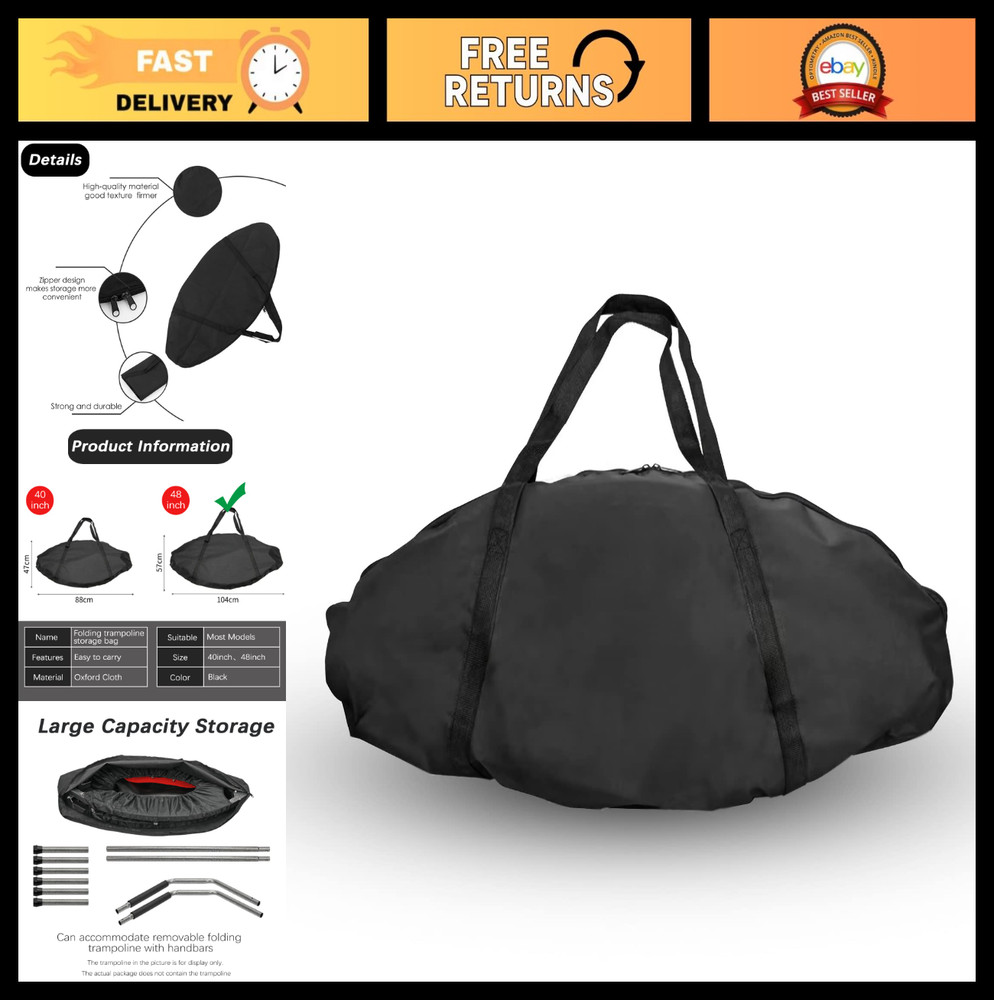 Waterproof Trampoline Storage Bag, Mini Folding Rebounder Pouch for Gym & Travel