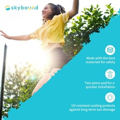 SkyBound 14 Foot Blue Two-Piece Install Trampoline Pad Easy – Up to 7″ springs