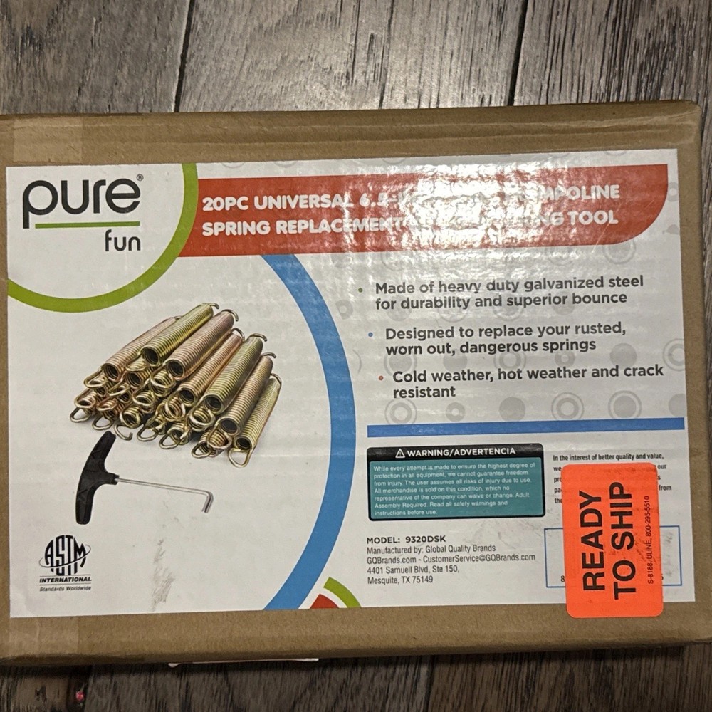 Pure Fun 20pc Universal 6.5” Steel Trampoline Spring Replacement Kit With Spring