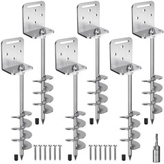 6 Pack 18″ Screw in Ground Anchors Trampoline Anchors Kits 2.7″ Wide Spiral M…