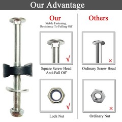 Trampoline Screws 3.15 Inch 12 PCS Anti-Loose Bolts & Nuts – Replacement Parts