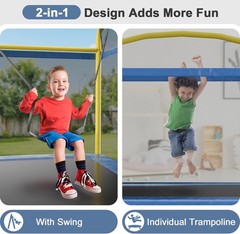 6.5FT Rectangle Trampoline with Swing Safety Enclosure Backyard for Kids Toddler