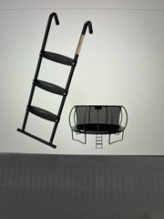 Trampoline Ladder with 3 Horizontal Wide Steps, Universal Hook, Black
