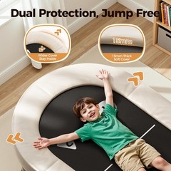FED FITNESS 56” 2-Person Kids Trampoline With Handle & Safe Thickened Cover