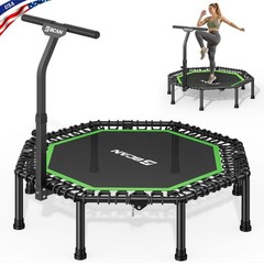FED Fitness 51″ Octagonal Rebounder Trampoline for Adults w Handle and Bungees