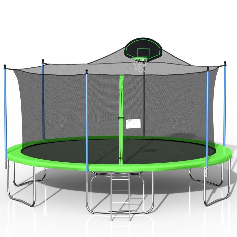 16FT Trampoline with Backboard – Color Green