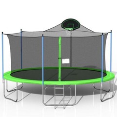 16FT Trampoline with Backboard – Color Green