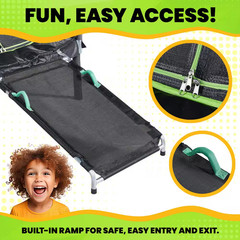 7 Ft. round Trampoline with Enclosure and Ramp-Perfect for Indoor and Outdoor Fu