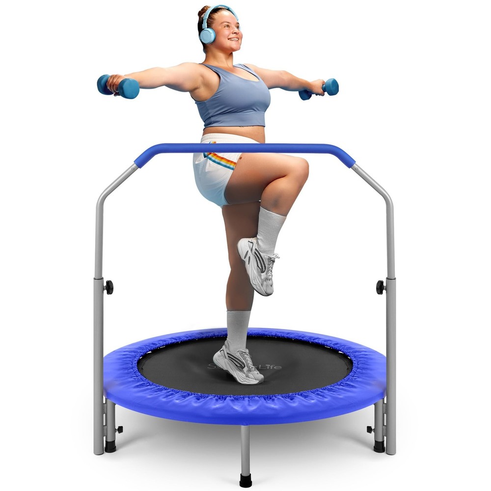 SereneLife 40″ Foldable Mini Trampoline for Adults – Compact Fitness Rebounde…