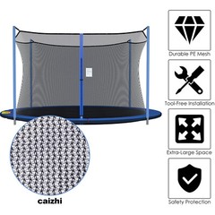 14ft Trampoline Safety Net Round Replacement Fit 4 Poles Enclosure Net Outdoor