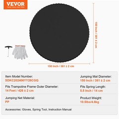 VEVOR Replacement Trampoline Mat Fits 14ft Frame 72 V-Rings 5.5″ Spring Length