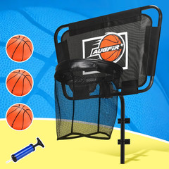 Metal Trampoline Basketball Hoop | with Mini Ball & Pump, Fits Straight & Curved