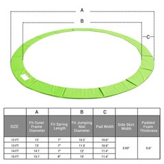 12′ 14′ 15′ Round Trampoline Safety Pad Replacement Frame Spring Green Cover