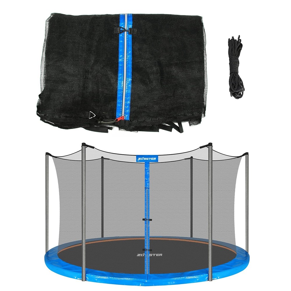 15FT Trampoline Replacement Safety Enclosure Net 4 6-Poles Round Frame -Net Only