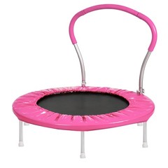 36 Inch Trampoline with Handle, Pink Metal Frame