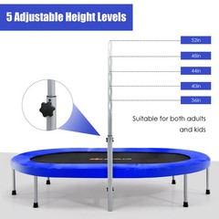 Costway 50″ Trampoline for 2 People Foldable Rebouncer w/Adjustable Handrail