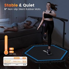 50″ Rebounder Trampoline for Adults- 2026 Foldable Mini Trampoline Bar- Exercise