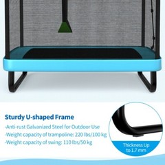 6FT Kids Entertaining Trampoline 2 In 1 Children Jumping W/ Swing Safety Fence