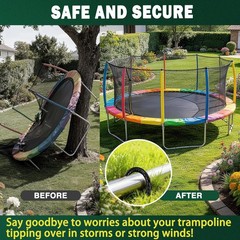 12″ Trampoline Ground Wind Stakes Anchors High Wind Heavy Duty,16 Pack U-Shap…