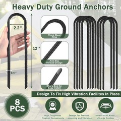 12″ Trampoline Ground Wind Stakes Anchors High Wind Heavy Duty, 16 Pack U-Sha…