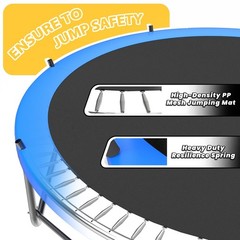 12FT Kids Trampoline with Safety Enclosure Net & Ladder, Outdoor Blue