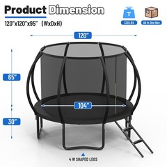 10FT Outdoor Trampoline with Safety Enclosure Net Trampoline for kids and Adults
