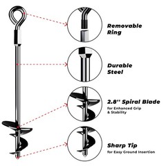 15″ Ground Anchors Screw-in – Heavy Duty for High Winds – Ground Stakes – Earth