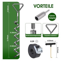 Ground Anchors 4 Pack with Tie Down Straps 2.5m Long, Ground Anchors with Drill Press in…