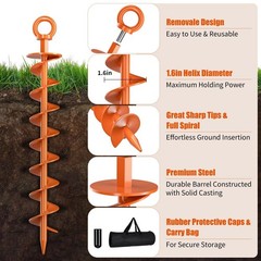 Ground Anchor Screw In 4 Pack Spiral Trampoline Anchors Heavy Duty Tent Stake