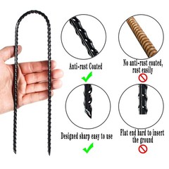 Heavy Duty U Shaped Rebar Ground Stakes Trampoline Anchors 10 Inch 24 PCS