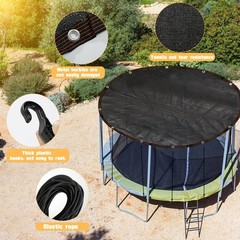 Trampoline Cover Black Round 90% Sunblock Shade Cloth 12FT Trampoline Top Sha…