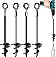 Ground Anchors, Heavy Duty Swing Set Anchors, Spiral Earth Anchor for Trampoline